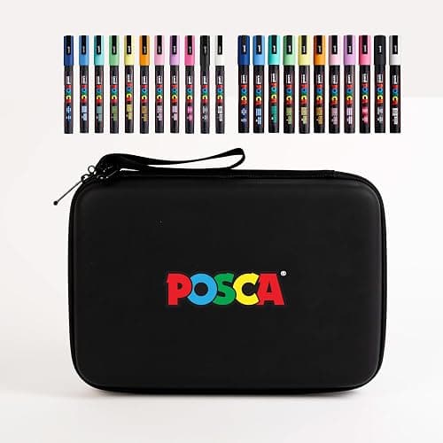 Posca Exclusive 3M and 5M Paint Markers Gift Set of 22 with Carrying Case, Great for Kids and Adults, Acrylic Art Markers for Coloring Canvas, Wood, Glass and Metal - Image 1