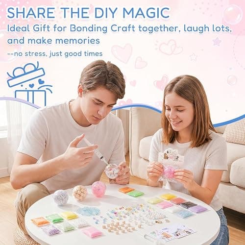 Lomantank DIY Stress Ball Making Kit, 12 TPR Skins in 4 Shapes, 26 oz Assorted Fillers, Slime, Clay, Vacuum Tool & Cable Ties, ASMR Squishy Maker for Handmade Stress Balls Creative Craft Gift thumbnail 8