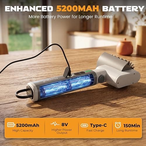 MulWark Electric Grill Brush, BBQ Electric Grill Cleaner with 2 Heads, 480RPM Cordless Motorized Cleaner, 5200mAh Grill Cleaner for Outdoor Grill 6-Piece Kit with Degreasing Pad and Glove thumbnail 3