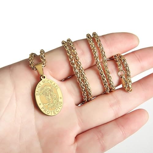 Zocomi Catholic First Communion/Confirmation Gifts for Boys Men,Saint Christopher/Michael/Anthony/Jude/Joseph Medal Necklace，Oval Saint Patron Medal Religious Amulet Gifts thumbnail 5