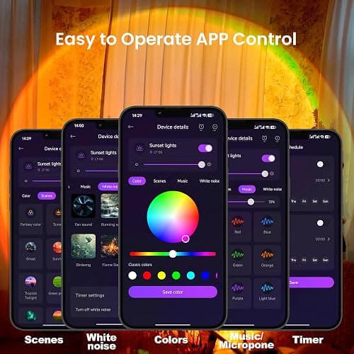 Tsrarey Sunset Lamp Projection, Not Only 21 Colors Sunset Lights, 180 Degree Rotation Led Light, Push Button Switch & APP Control Projector for Party Bedroom Decor thumbnail 2
