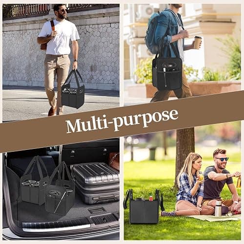 Foyego 4 Cup Drink Carrier with Handle, Reusable Cup Carriers for Drinks, Portable Foldable Insulated Coffee Cup Drink Holder for Delivery and Caddy thumbnail 8