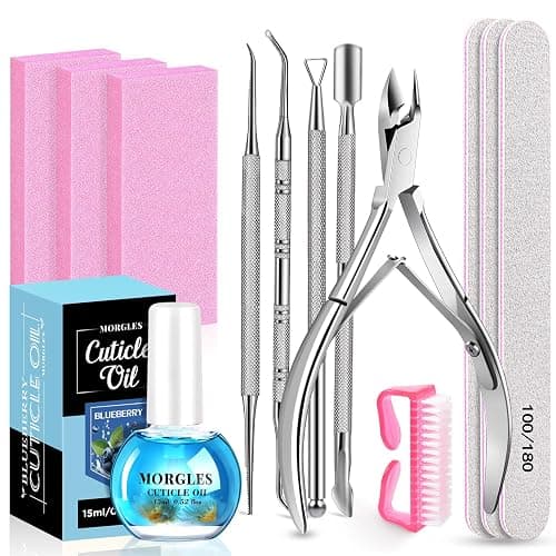 MORGLES Nail Files and Buffers Set, Manicure Kit for Women with Blueberry Cuticle Oil, 13 Pcs Nail Care Kit with Cuticle Trimmer and Pusher - Image 1