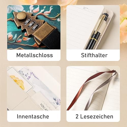 ZXHQ Tagebuch mit Schloss für Mädchen, Geschenke für Teenager Mädchen 8 9 10 11 12 13 14 15 16 Jahre, Tagebücher mit Code - A5 224 Seiten, Blühende Äste thumbnail 3