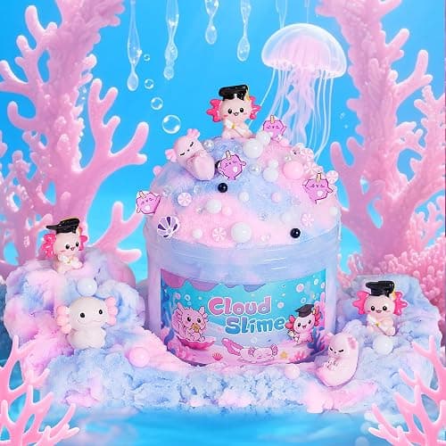 Joytry Axolotl Cloud Slime Kit 2 Pack - 14oz Non-Sticky DIY Slime for Kids, Includes Cute Axolotl Charms & Add-Ins, Glitter, ASMR Sensory Toys, Slime Party Favors for Girls Boys thumbnail 2