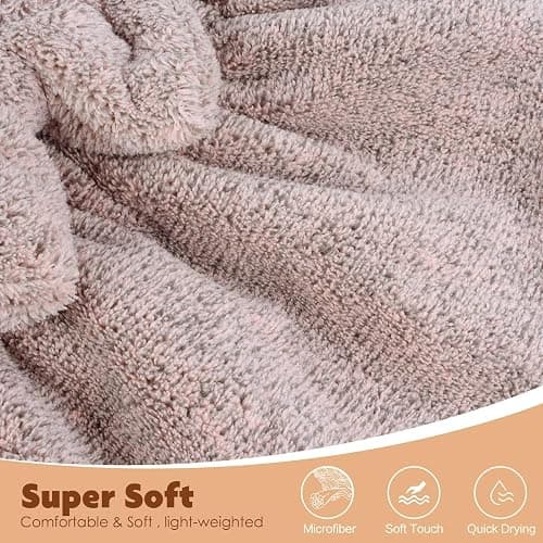 SUNLAND Large Microfiber Hair Drying Caps with Bow knot Fast Drying Shower Cap Soft and Absorbent hairWrap Hair Turban Bath Caps for Curly Thick and wet Hair 11 X 13.4 inch 2 Pack Brown thumbnail 7