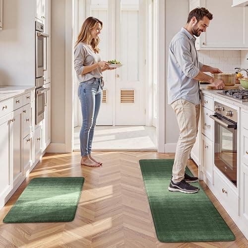 Ailsan Anti Fatigue Mats for Kitchen Floor,Farmhouse Rugs Sets of 2,Cushioned Kitchen Floor Mats,Memory Foam Sink Rug for Laundry Office Bathroom,Green thumbnail 5