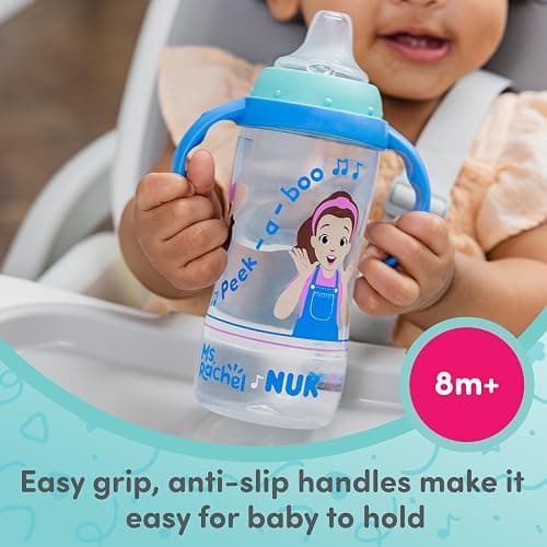 NUK Learner Cup, Ms. Rachel, 10 oz, 8+ Months, 2 pack – Soft Spout, Easy-Grip Handles, BPA Free, Spill Proof Transition Sippy Cup thumbnail 3