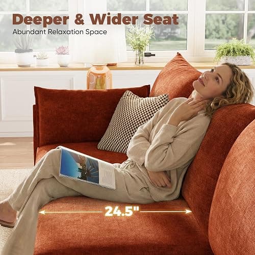 ABCASA 167.5" Oversized Modular Sectional Sofa, U Shaped Convertible Couch with Movable Ottoman, Large 8 Seat Corner Couches for Living Room Deep Seat Terracotta Chenille thumbnail 7