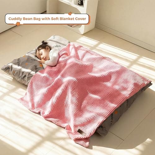 MAXYOYO 3 in 1 Kids Bean Bag Chair Bed, Convertible Chair Folds from Bean Bag to Lounger, Child Floor Sofa for Gaming, Reading, Floor Mattress with High-Density Foam Filling thumbnail 3