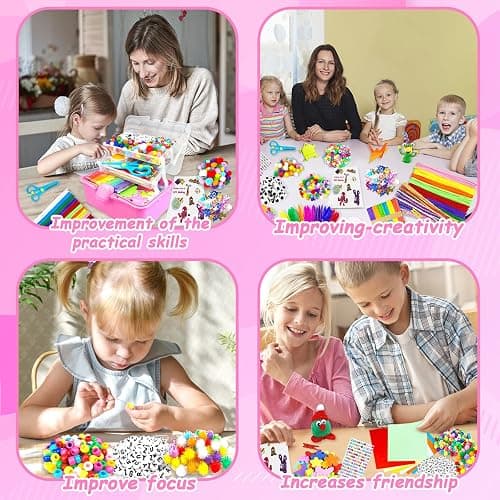 3000 Arts and Crafts Supplies for Kids Craft Kit Craft Box with Pipe Cleaners Arts and Crafts for Kids Age 4-6, 6-8, 8-12 DIY School Supplies Materials Set Toys Gifts for Girls Boys Toddlers, Red thumbnail 6