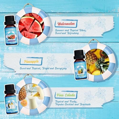 SoulOrigin Sommer ätherische Öle Set, Duftöl Geschenk Set für Öl Diffuser, Duftöle für Seifenkerze Herstellung 6x10ml Meeresbrise, Ananas, Wassermelone, Kokosnuss, rosa Strand und Pina Colada thumbnail 4