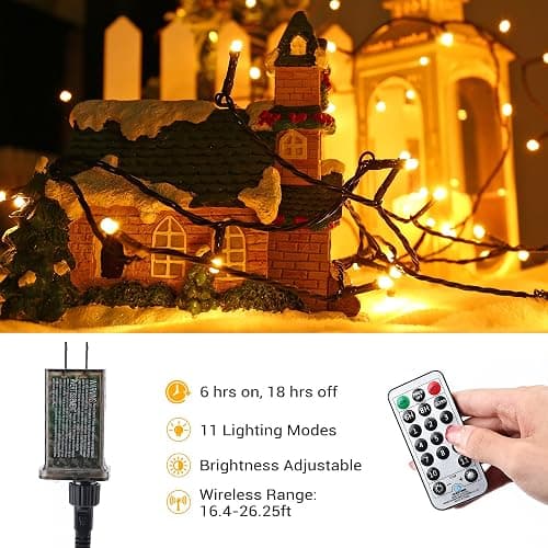 Brizled Christmas Lights, 65.67ft 200 LED Color Changing Tree Lights 11-Function Warm White & Multicolored Christmas Lights, Connectable 29V Safe Adapter Remote Decorative Lights String for Xmas Party thumbnail 5