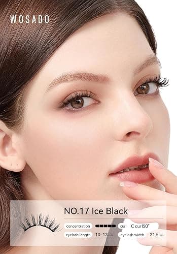 WOSADO Magnetic Eyelashes with Applicator Kit, [V17 Ice Black] Reusable Magnetic Lashes without Eyeliner, Glue-free False Lashes, Waterproof, Lightweight, Suit for Natural Makeup thumbnail 6