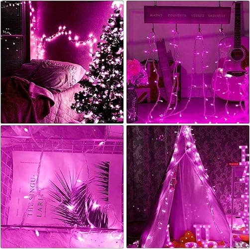 ILLUMINEW Pink String Lights Outdoor Valentines Day Decorations, 8 Modes Fairy Christmas Lights Plug in for Bedroom Tree Outsides Decor (Pink, 300Led) thumbnail 4