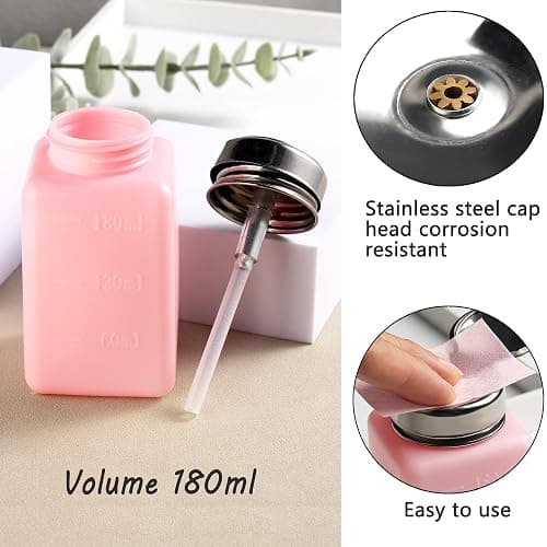 FSpronail Pump Dispenser 180ml Metal Push Down 200Pcs Lint Free Nail Wipes Alcohol Eye Makeup Remover Empty Bottle for Nail Polish Remover thumbnail 3