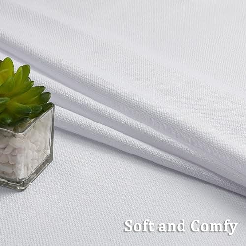 Lecloud Bessie White Curtains 63 Inch Length 2 Panels, Light Filtering Curtains for Bedroom, Faux Linen Textured Window Drapes with Rod Pocket, Window Treatments for Living Room, Each 40 W x 63 L thumbnail 2