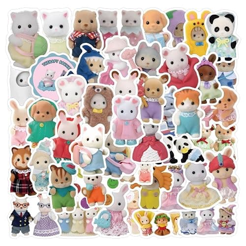 120-Piece Forest Animal Family Stickers - Waterproof Vinyl Decals for Laptop Luggage Water Bottle - Miniature Style Collectible Gift for Adults, Cute Cartoon Room Decor Art thumbnail 2