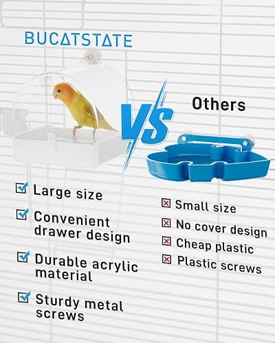 🌟BUCATSTATE Hanging Bird Bath for Cage, 3 in 1 Multifunction Bird Bath/Bowl/House, Bird Cage Accessories Suitable for Small to Medium Birds, Like Lovebirds, Finches, Parakeets, Mannikin thumbnail 5