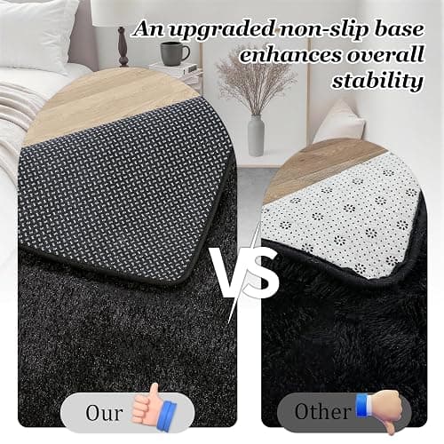 8x10 Area Rugs for Living Room Bedroom: Ultra Soft Fluffy Shag Rug Upgrade Non-Slip Non-Shedding Large Fuzzy Plush Carpet Indoor Floor Carpets for Kids Room Playroom Nursery Dorms Home Decor Black thumbnail 6