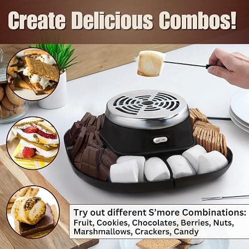 S'MORES GALORE™ Electric S'mores Maker - Tabletop Indoor Smore Maker w/4 Skewers & Serving Tray - All Year Long Marshmallow Roaster Kit thumbnail 4