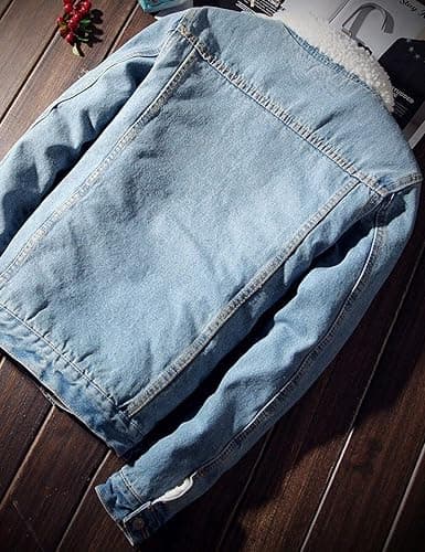 Springrain Men's Sherpa Fleece Lined Denim Jacket Warm Winter Trucker Jacket Cowboy Jean Jacket thumbnail 4