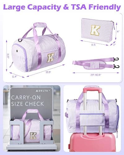 Vogewood Graduation Gifts for 9 Years Old Girl, Girls Travel Duffle Bag, Gifts for Teenager, Dance Bag for Girls, Kids Overnight Bags with Shoe Compartment, Teen Girl Gifts Trendy Stuff (Letter A) thumbnail 4