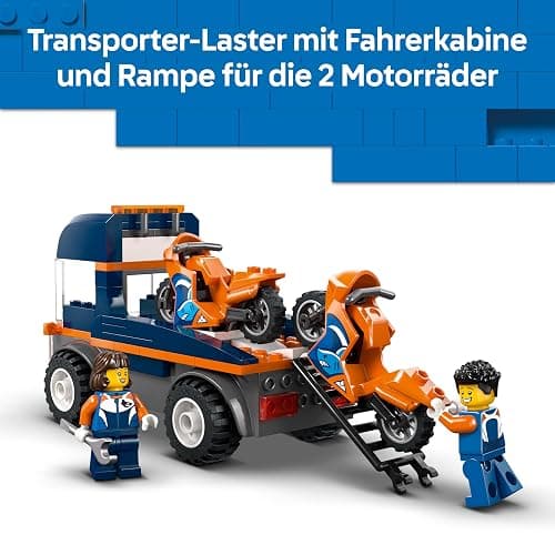 LEGO City Motorradtransporter - Spielzeug zur Förderung der Feinmotorik mit Transporter, 2 Motorrädern, 2 Minifiguren, Rampe und Zubehör - Geburtstagsgeschenk für Jungen ab 4 Jahren - 60491 thumbnail 6