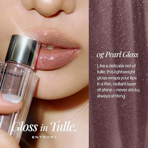 ENTROPY MAKEUP Tulle Lip Gloss, Lightweight 3D Pearl Shimmer, Ultra-Gloss High Shine, Non-Sticky Moisturizing Lip Gloss with Peptide Complex, Robe thumbnail 6