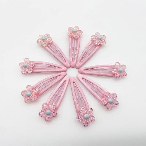 20 Pcs Cute Pink Flower Metal Snap Barrettes and Hairpins for Little Girls Kids Children thumbnail 3