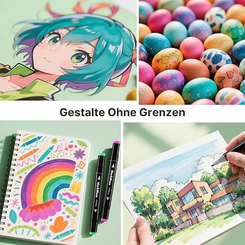 MarkMuse 80 Alkohol Marker Set, Doppelspitze (Meißel & Feinspitze) Blitzschnell Trocknende Alkohol Marker Stifte für Studenten, Künstler & Anfänger – Ideal für Manga, Skizzen, Design-Projekte thumbnail 7
