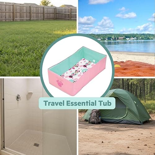 Disney Baby Minnie Mouse Tuckaway Toddler Folding Tub, Converts Shower to Bathtub, Folds to Store, Easy to Clean, Portable Baby Bathtub for Travel, 12M-5Y thumbnail 3