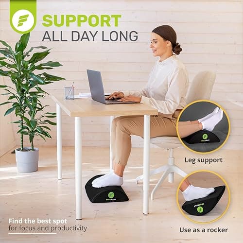 ErgoFoam Foot Rest for Under Desk at Work - Premium Under Desk Footrest - Desk Foot Rest for Lumbar, Back, Knee Pain - Ergonomic Foot Stool Under Desk (Black, Mesh) thumbnail 4