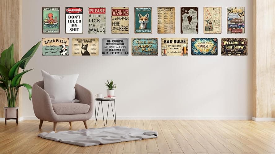 Funny Retro Metal Tin Sign Please Do Not Lick The Walls Bathroom Decor Poster Wall Art Vintage For Man Cave For Living Room Wall Home Decor 8x12 In thumbnail 7
