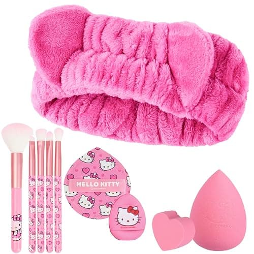 Get Trend Hello Kitty Sanrio Makeup Brush Sponge Set for Girls, Teens with Headband Powder Puffs Soft Brushes Beauty Sponges, Kawaii Gifts for Girls (Pink Hello Kitty) thumbnail 2