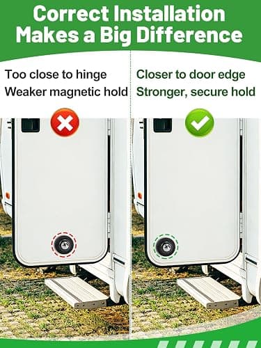 PAMASE Strong Magnetic RV Door Holder, 1 Pack | Keep Doors Open in Breeze, Easy to Install, with Adhesives & Screws, Sturdy Catch Stopper for Camper/Trailer RV Accessories thumbnail 3