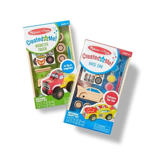 Melissa & Doug Decorate-Your-Own Wooden Craft Kits Set - Race Car and Monster Truck thumbnail 6