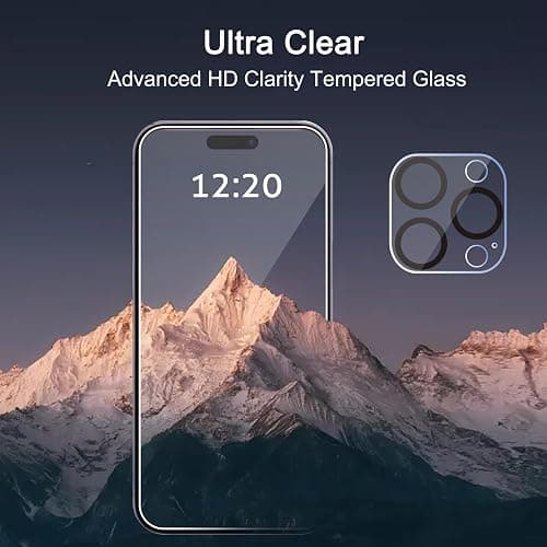Ailun 3 Pack Screen Protector for iPhone 15 Pro Max [6.7 inch] + 3 Pack Camera Lens Protector with Installation Frame,Sensor Protection,Dynamic Island Compatible,Case Friendly Tempered Glass Film - iPhone 15 Pro Max-6.7 Inch thumbnail 5