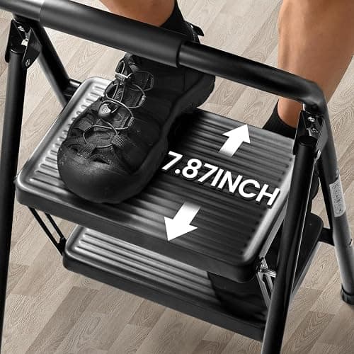 Step Stool for Adults,2 Step Ladder Folding 330lbs Anti Slip Step Stool,Foldable Ergonomic 2 Steel Stool with Wide Pedal for Home, Kitchen, Office (Matte Black) thumbnail 5