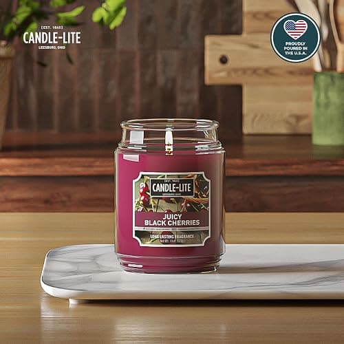 Candle-lite Scented Candles, Juicy Black Cherries, 18 oz Jar, Proudly Poured in The USA, Aromatherapy Candle, Single-Wick with 110 Hours of Burn Time, Perfect for Creating an Inviting Ambiance thumbnail 2