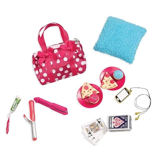 Our Generation - Polka Dot Sleepover Set - Sleeping Bag - Play Food - 18-Inch Doll Accessories - Pretend Play - Toy for Kids 3 Years + thumbnail 4