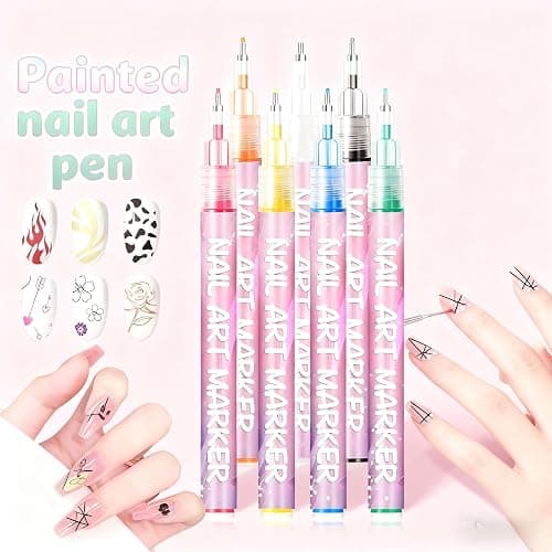 Nail Art Pens & Nail Art Markers Set, 12 Color Professional Fine Tip Nail Polish Pens for 3D Designs, DIY Nail Art Kit for Beginners & Kids thumbnail 5