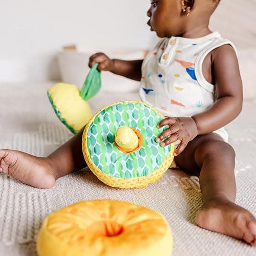 Melissa & Doug Multi-Sensory Pineapple Soft Stacker Infant Toy - Stacking Toys For Babies, Pineapple Stacking Toy For Infants thumbnail 6