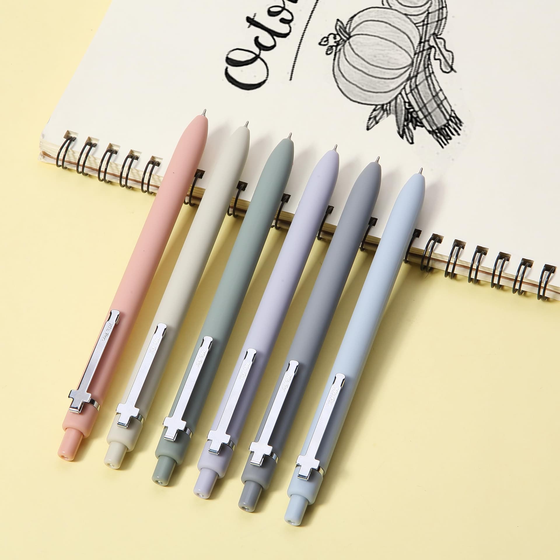 Mr. Pen- Bible Journaling Pens, 6 Pack, Black Ink, Retractable Gel Pens 0.5 mm, Morandi Barrels with Silver Cross Clip, Smooth Writing for Bible Study, Journaling, Planning & Gifts for Women thumbnail 6