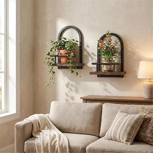 Amaoot Floating Shelves Set for 3, Wall Plant Holder Shelf, Wall Planters | Wall Planters for Indoor Plants, Hanging Shelves Wall Shelf Plant Holder for Living Room Decor, Bathroom, Bedroom, Kitchen thumbnail 8