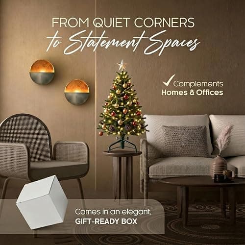 NativeSkins Eclipse Metal Wall Candle Sconces Set of Two Wall Candle Holders - Set of 2 Handcrafted Decorative Tea Light Sconce for Living Room Decor Gold Tea Holder thumbnail 7