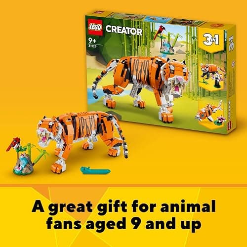 LEGO Creator 3 in 1 Majestic Tiger Building Set, Transforms from Tiger to Panda or Koi Fish Set, Animal Figures, Collectible Building Toy, Gifts for Kids, Boys & Girls 9 Plus Years Old, 31129 thumbnail 6