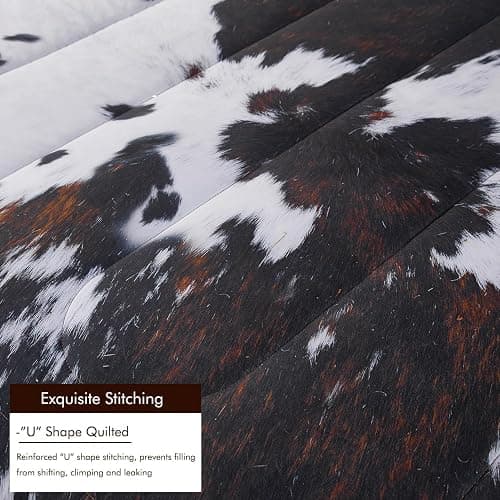 PERFEMET Black King Size Comforter Set 3 Pieces Cow Print Bedding Set Western Farmhouse Rustic Bed Comforter Animal Cowhide Quilt Set for Bedroom Decoration thumbnail 6