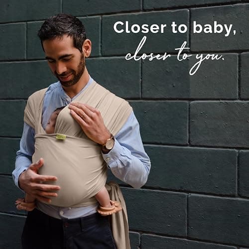 Boba Baby Wrap Carrier – Original Baby Sling Carrier for Newborns (7–35 lbs), Soft, Secure, Hands-Free & Ergonomic, Ideal for Comfortable Bonding, New Parents (Beige) thumbnail 10