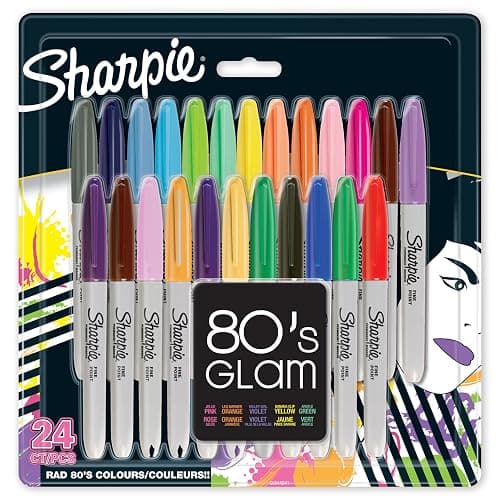 Sharpie Permanent Markers | Fine Point | 80s Glam Colours | 24 Count - Image 1
